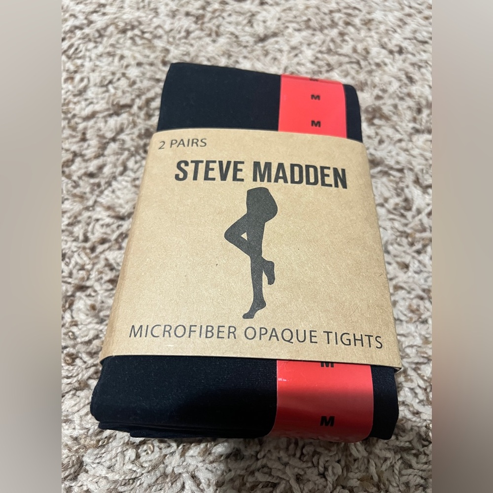 Steve Madden Women's Medium Microfiber Opaque Tights 2 Pairs
